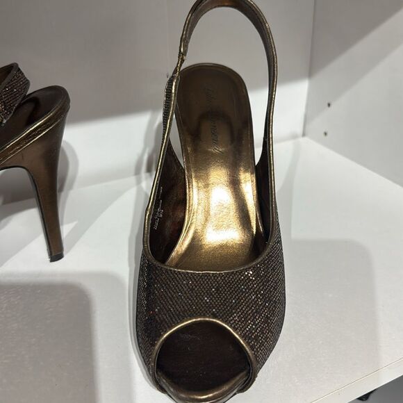 Lulu Townsend Glittering Brown Slingback Heels - Picture 2 of 4